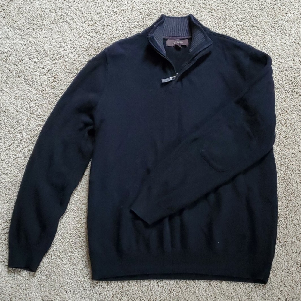 Mens Quarter Zip Sweater w/ Elbow Patches
